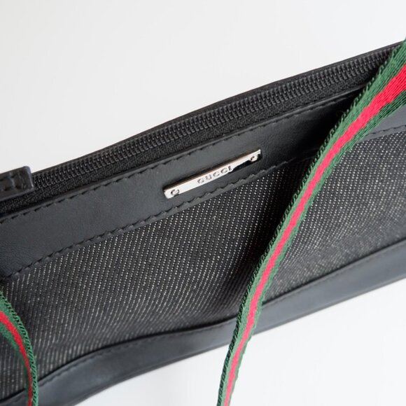 Authentic Preowned Gucci Black Denim/ Leather Sherry Line Micro Shoulder Bag - Picture 12 of 16